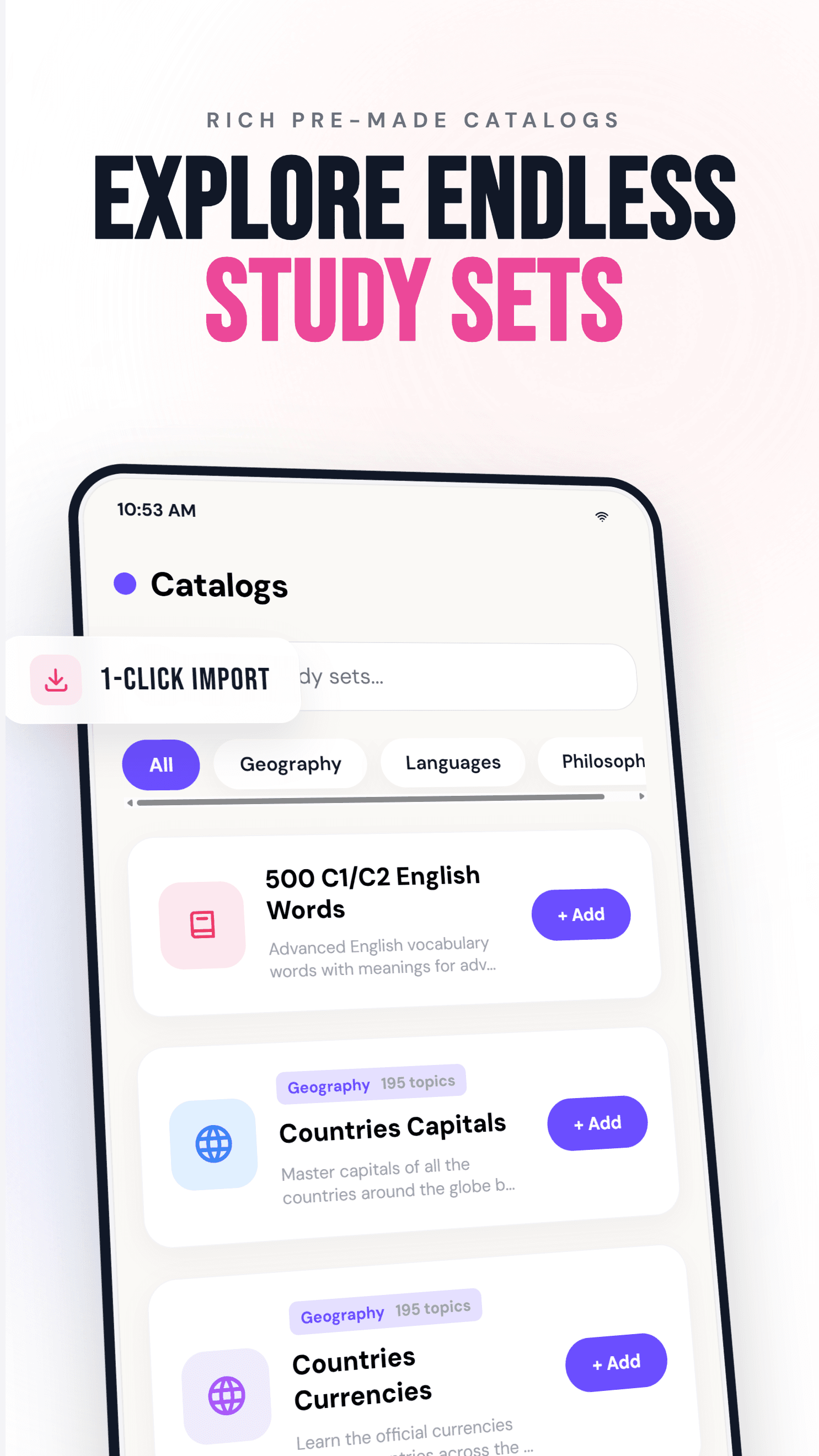 Catalog of study sets